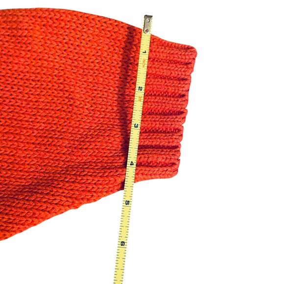 Vintage CASATANO Ramie Cotton Sweater Small Coral Orange-Red Knit Pocket 1980's - Picture 12 of 16